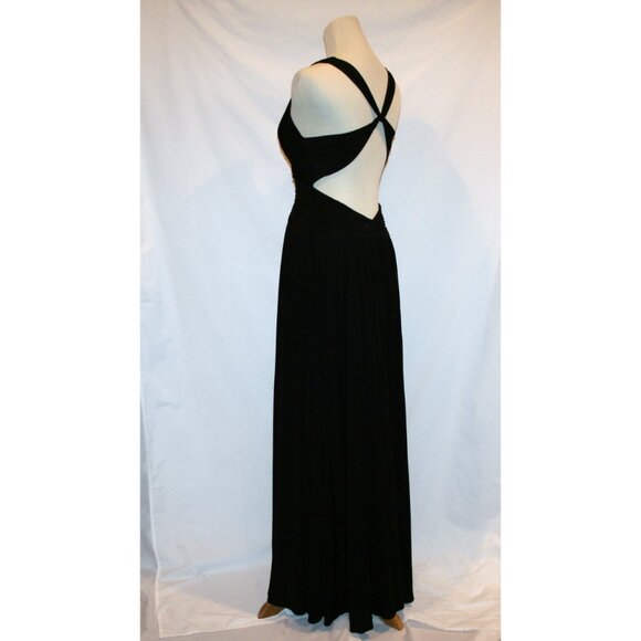 BCBG Maxazria Black Open Cross Back Floor Length Gown Small - Picture 1 of 12